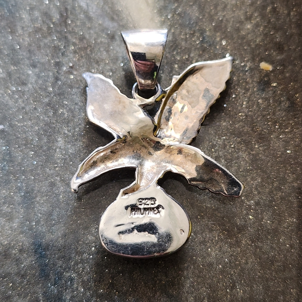 Sterling Silver Eagle Bird Pendant with Turquoise Inlay Men Women Jewelry Unisex - Picture 5 of 5